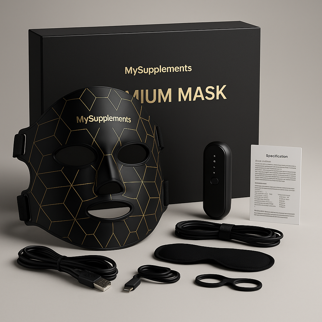 MySupplements® Premium LED Lichttherapie Maske – Silikon, 7 Farben, Anti-Aging & Hautstraffung